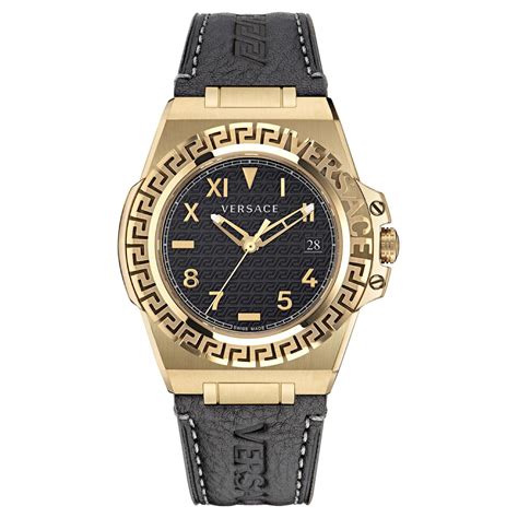 versace greca leather watch